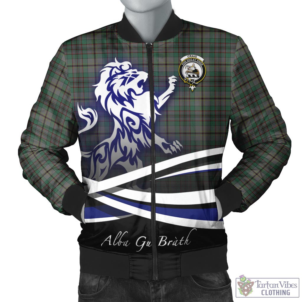 Tartan Vibes Clothing Craig Tartan Bomber Jacket with Alba Gu Brath Regal Lion Emblem