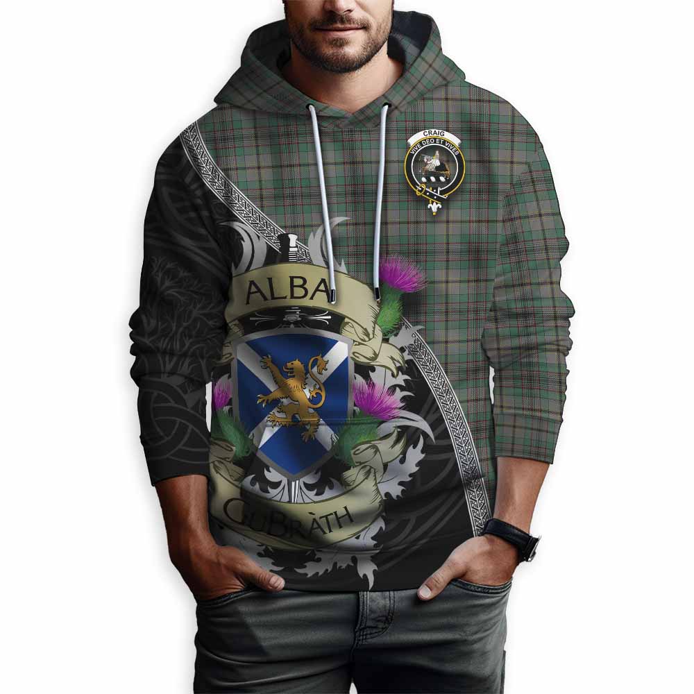 Tartan Vibes Clothing Craig Tartan Family Crest Hoodie Lion Rampant Royal Thistle Shield Celtic Inspired