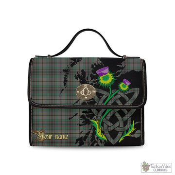 Craig Tartan Waterproof Canvas Bag with Scotland Map and Thistle Celtic Accents
