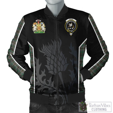 Craig Tartan Bomber Jacket with Family Crest and Scottish Thistle Vibes Sport Style