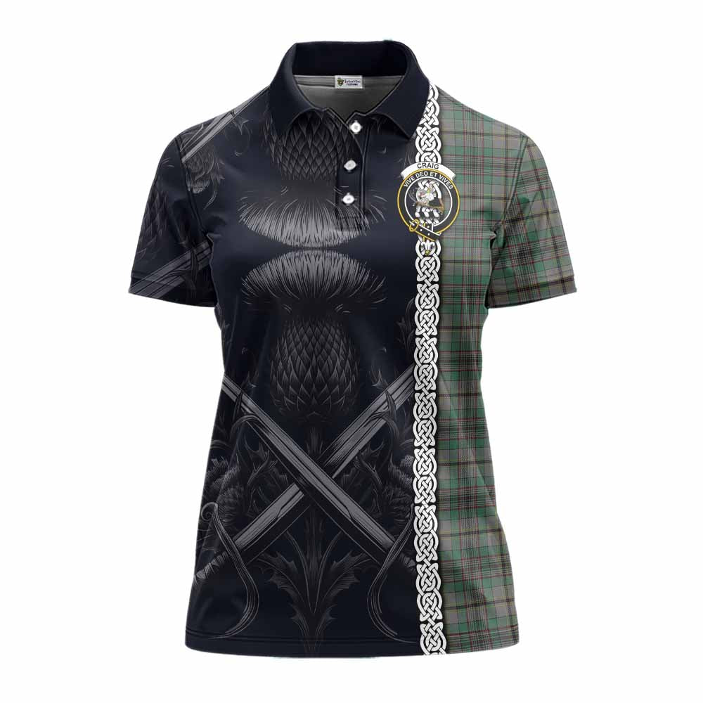 Tartan Vibes Clothing Craig Tartan Women's Polo Shirt with Family Crest Cross Sword Thistle Celtic Vibes