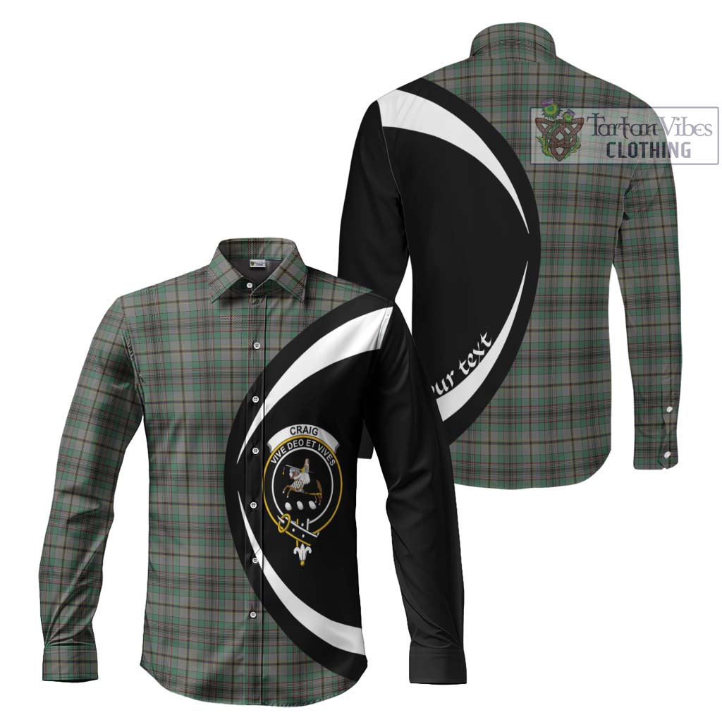 Craig Tartan Long Sleeve Button Up with Family Crest Circle Style Men's Shirt S - Tartan Vibes Clothing