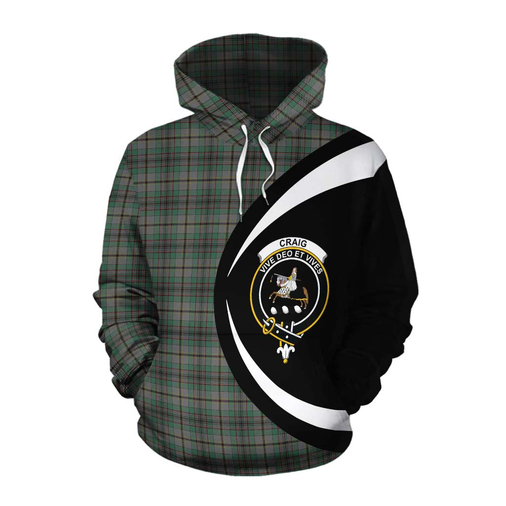 Tartan Vibes Clothing Craig Tartan Cotton Hoodie with Family Crest Circle Style