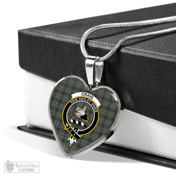 Craig Tartan Heart Necklace with Family Crest