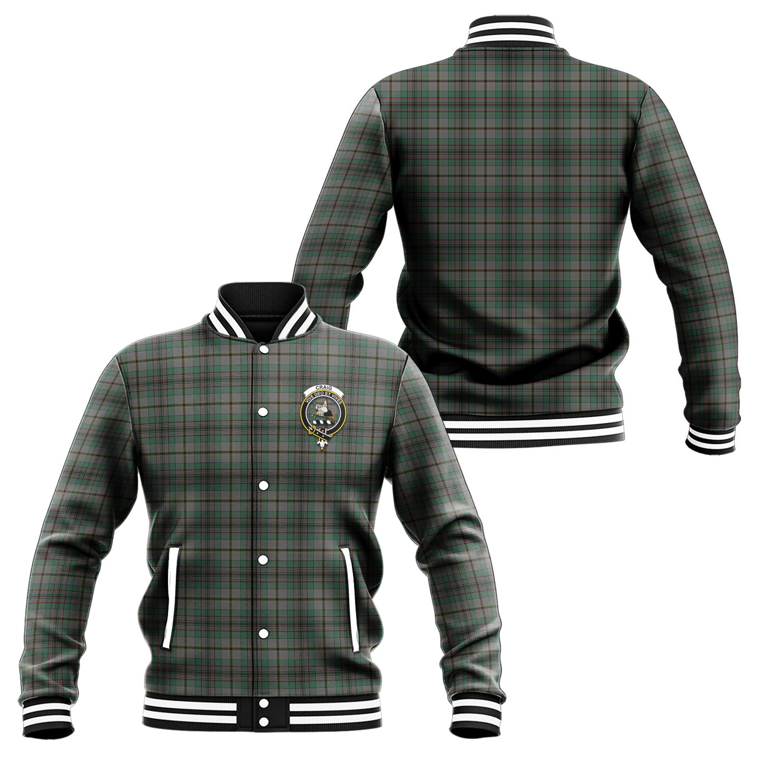 Craig Tartan Baseball Jacket with Family Crest Unisex - Tartan Vibes Clothing