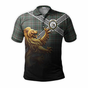 Craig Crest Tartan Polo Shirt with Golden Lion Emblem Celtic Style