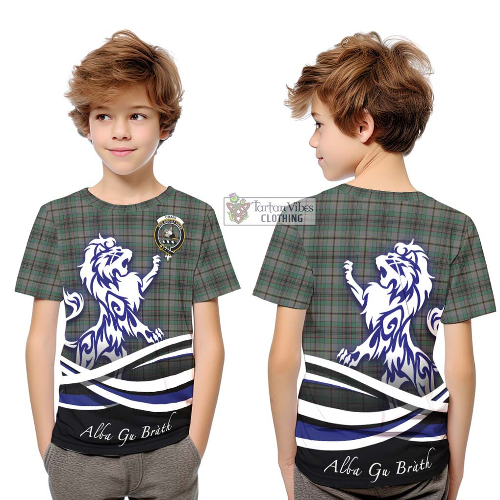 Craig Tartan Kid T-Shirt with Alba Gu Brath Regal Lion Emblem Youth XL Size14 - Tartan Vibes Clothing