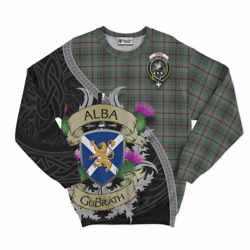 Tartan Vibes Clothing Craig Tartan Family Crest Sweatshirt Lion Rampant Royal Thistle Shield Celtic Inspired