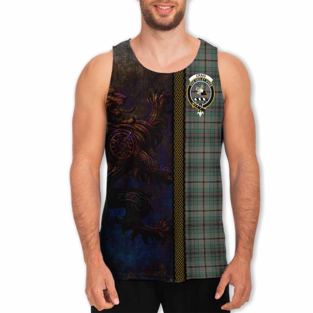 Tartan Vibes Clothing Craig Tartan Family Crest Men's Tank Top Alba Gu Brath Be Brave Lion Ancient Style
