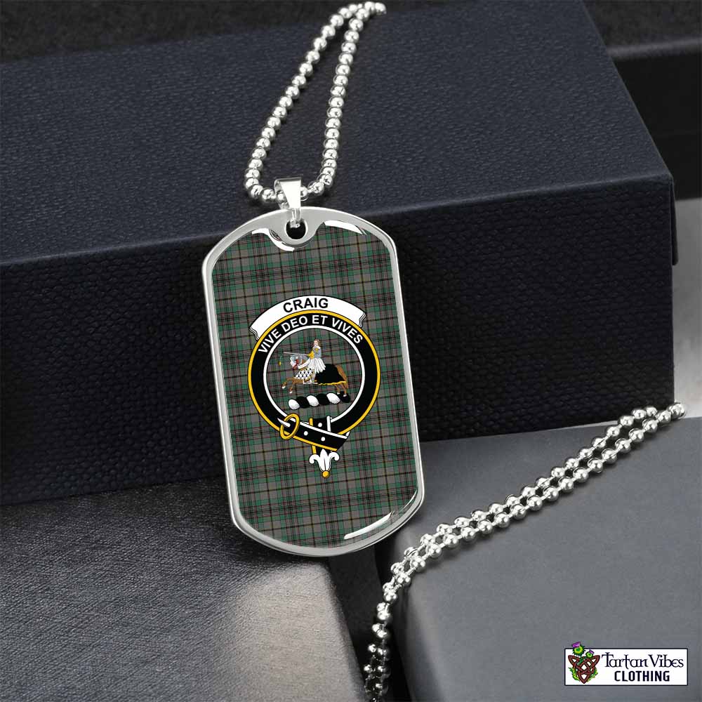 Craig Tartan Dog Tag Necklace with Family Crest Silver No - Tartan Vibes Clothing
