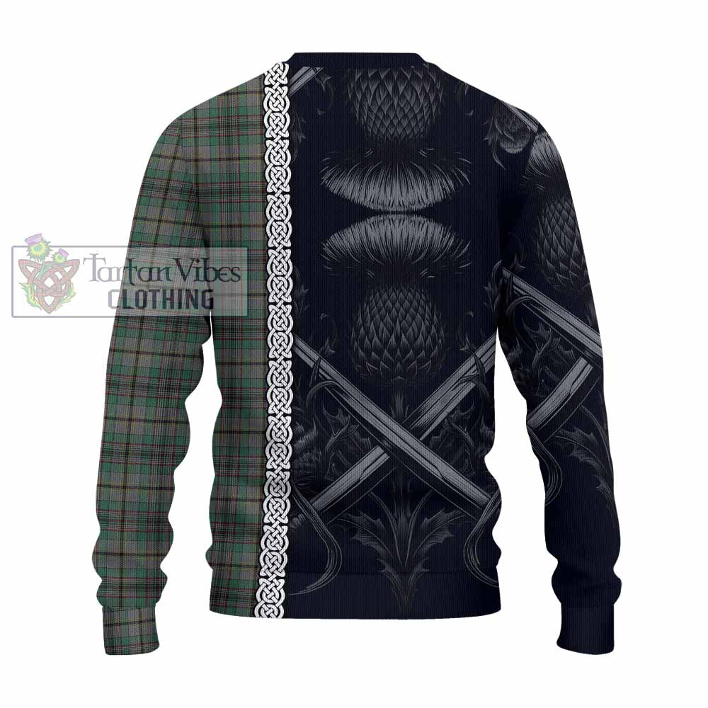 Tartan Vibes Clothing Craig Tartan Knitted Sweater with Family Crest Cross Sword Thistle Celtic Vibes
