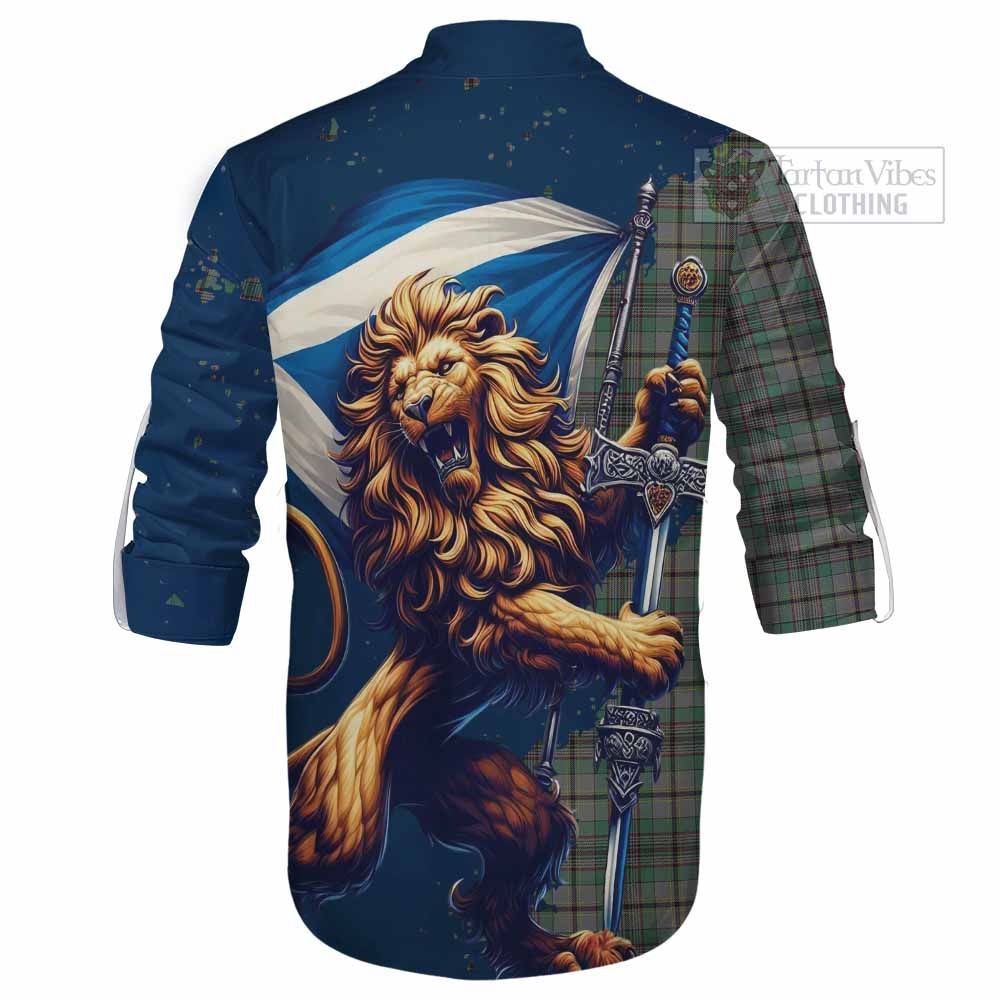 Tartan Vibes Clothing Craig Tartan Family Crest Ghillie Kilt Shirt with Scottish Majestic Lion