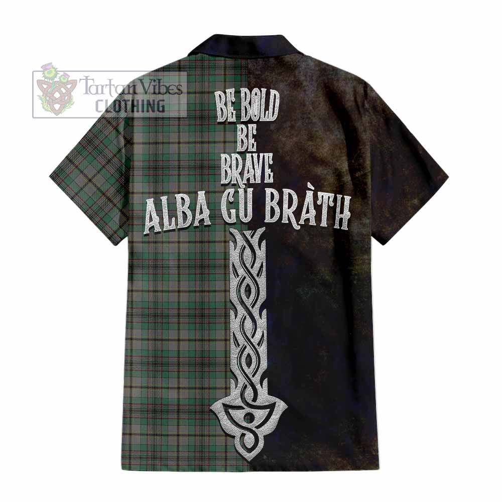 Tartan Vibes Clothing Craig Tartan Family Crest Short Sleeve Button Shirt Alba Gu Brath Be Brave Lion Ancient Style