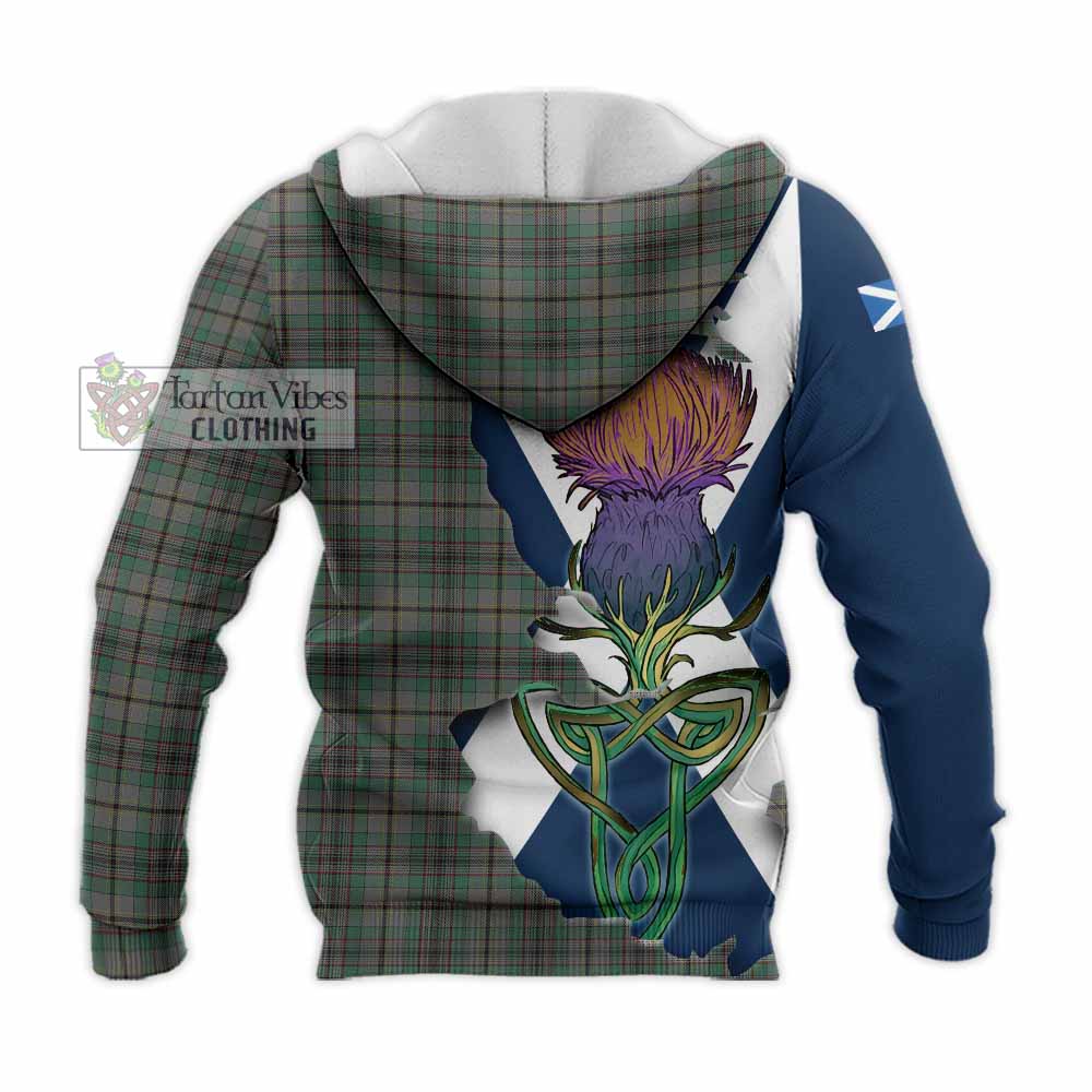 Tartan Vibes Clothing Craig Tartan Family Crest Knitted Hoodie Scottish Thistle Celtic Inspired