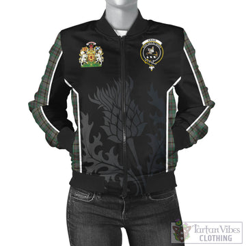 Craig Tartan Bomber Jacket with Family Crest and Scottish Thistle Vibes Sport Style