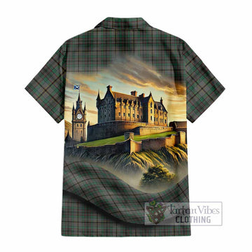 Tartan Vibes Clothing Craig Tartan Family Crest Short Sleeve Button Shirt with Scottish Ancient Castle Style