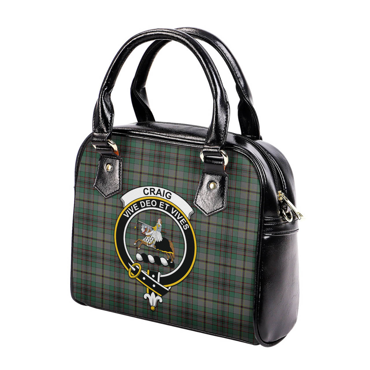 Craig Tartan Shoulder Handbags with Family Crest - Tartanvibesclothing