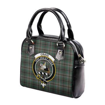 Craig Tartan Shoulder Handbags with Family Crest