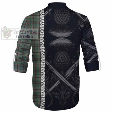 Tartan Vibes Clothing Craig Tartan Ghillie Kilt Shirt with Family Crest Cross Sword Thistle Celtic Vibes