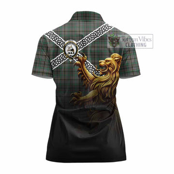 Craig Crest Tartan Women's Polo Shirt with Golden Lion Emblem Celtic Style
