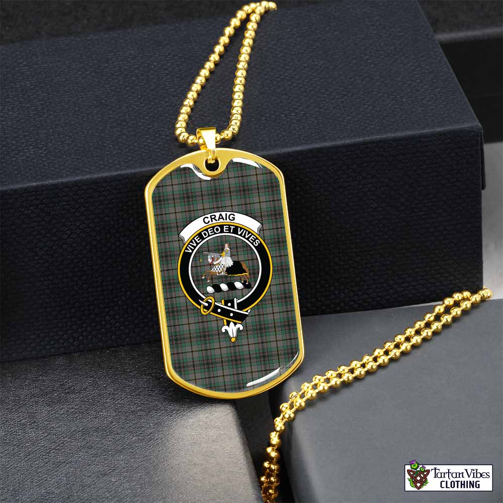 Craig Tartan Dog Tag Necklace with Family Crest Gold No - Tartan Vibes Clothing