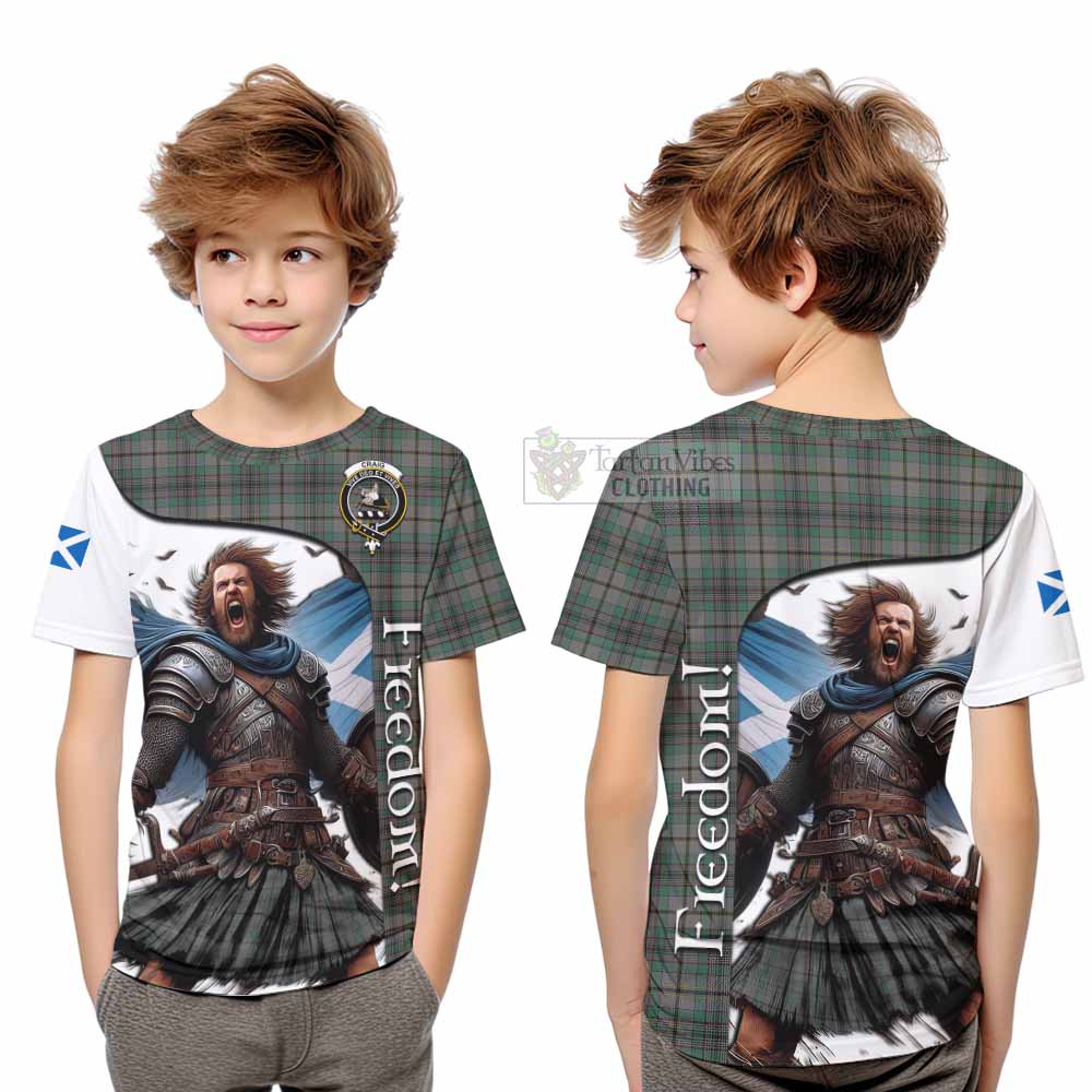Tartan Vibes Clothing Craig Crest Tartan Kid T-Shirt Inspired by the Freedom of Scottish Warrior