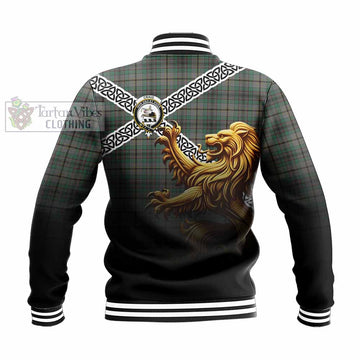 Craig Crest Tartan Baseball Jacket with Golden Lion Emblem Celtic Style