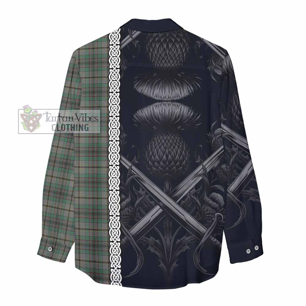 Tartan Vibes Clothing Craig Tartan Women's Casual Shirt with Family Crest Cross Sword Thistle Celtic Vibes