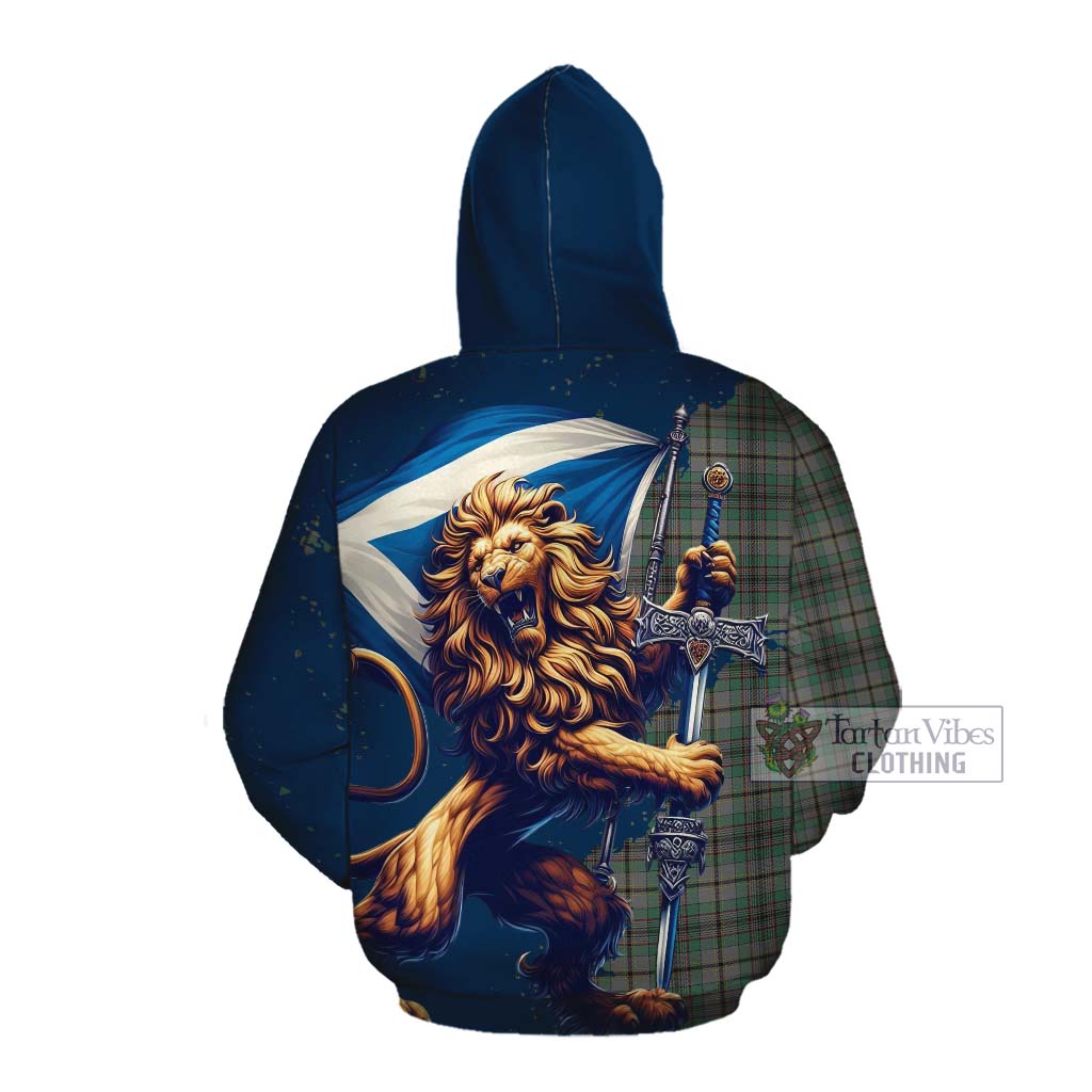 Tartan Vibes Clothing Craig Tartan Family Crest Cotton Hoodie with Scottish Majestic Lion