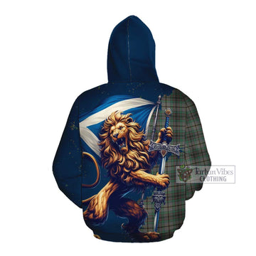 Craig Tartan Family Crest Cotton Hoodie with Scottish Majestic Lion