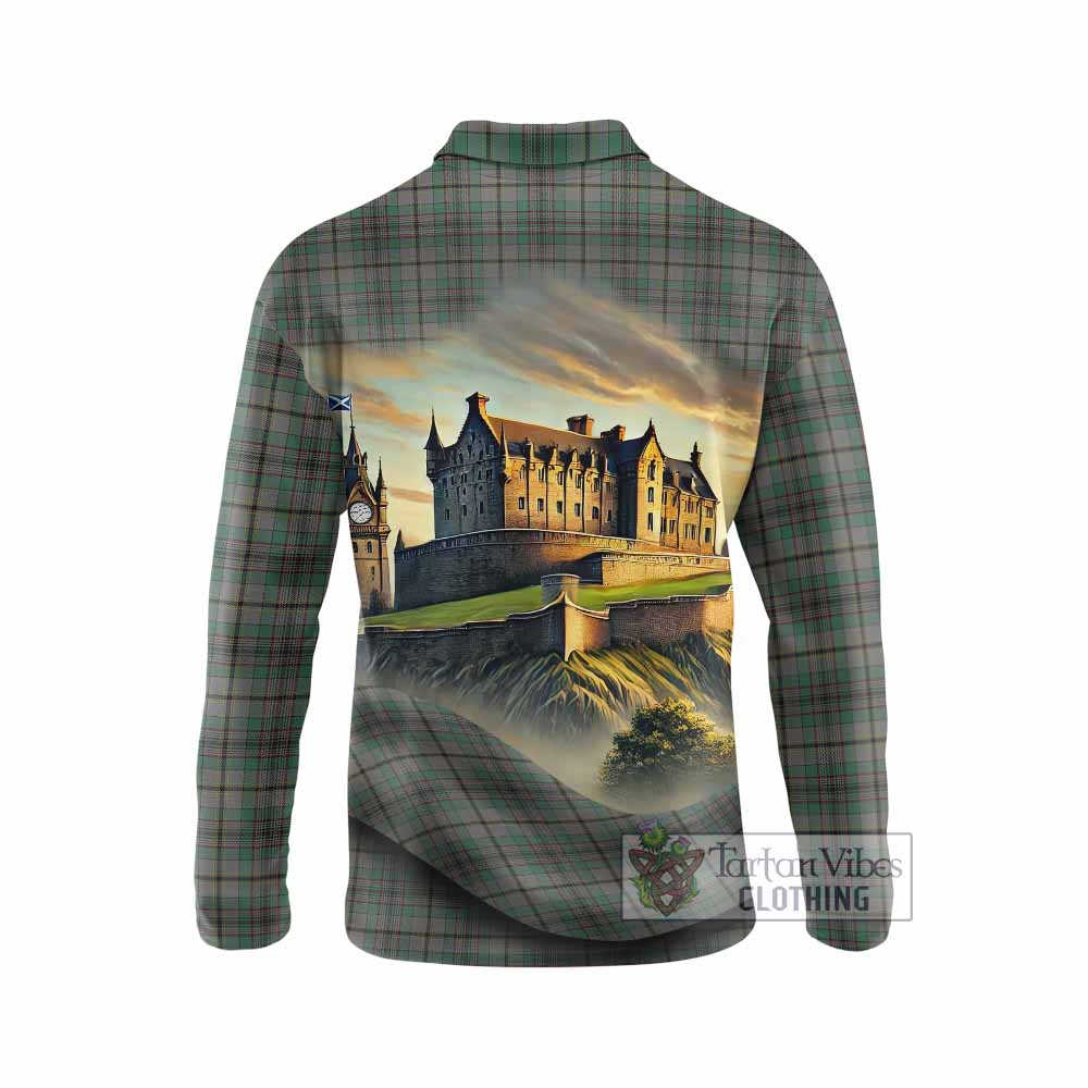 Tartan Vibes Clothing Craig Tartan Family Crest Long Sleeve Polo Shirt with Scottish Ancient Castle Style
