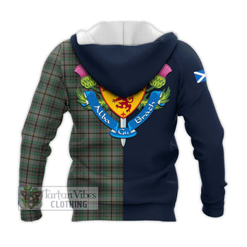 Craig Tartan Knitted Hoodie Alba with Scottish Lion Royal Arm Half Style