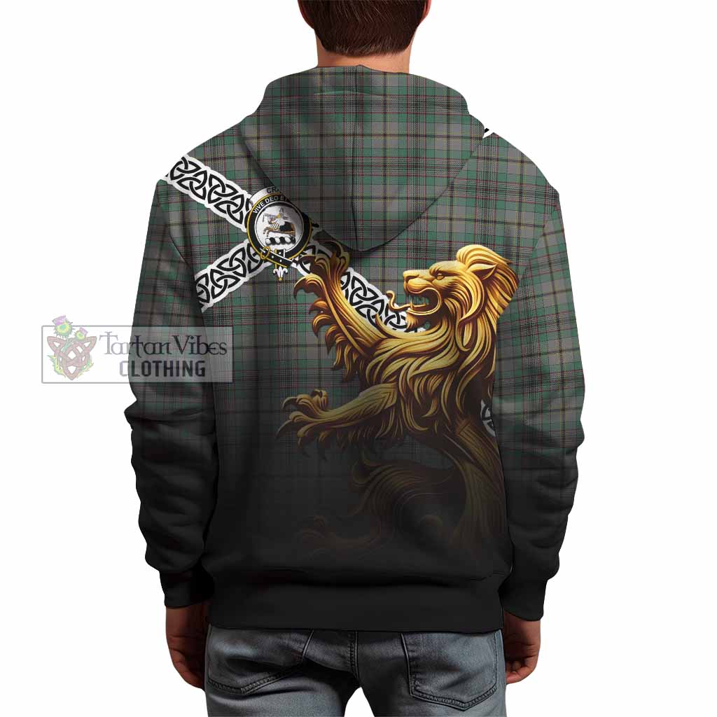 Tartan Vibes Clothing Craig Crest Tartan Hoodie with Golden Lion Emblem Celtic Style