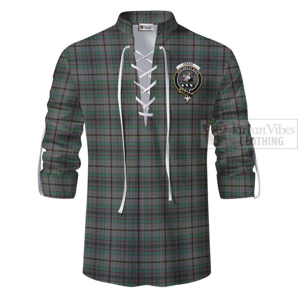 Tartan Vibes Clothing Craig Tartan Ghillie Kilt Shirt with Family Crest and Bearded Skull Holding Bottles of Whiskey