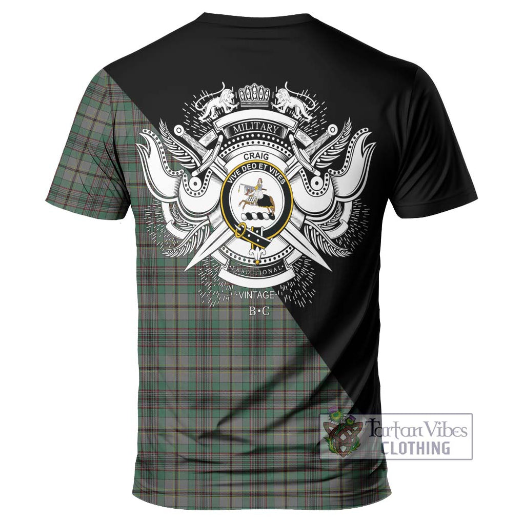 Craig Tartan T-Shirt with Family Crest and Military Logo Style - Tartanvibesclothing Shop