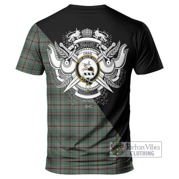 Craig Tartan T-Shirt with Family Crest and Military Logo Style - Tartanvibesclothing Shop