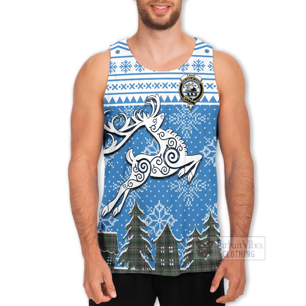 Tartan Vibes Clothing Craig Clan Christmas Men's Tank Top Celtic Reindeer Style