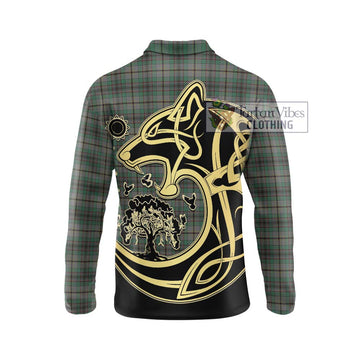 Craig Tartan Long Sleeve Polo Shirt with Family Crest Celtic Wolf Style - Tartanvibesclothing Shop