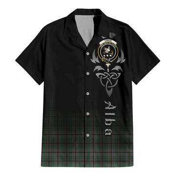 Craig Tartan Short Sleeve Button Up Featuring Alba Gu Brath Family Crest Celtic Inspired