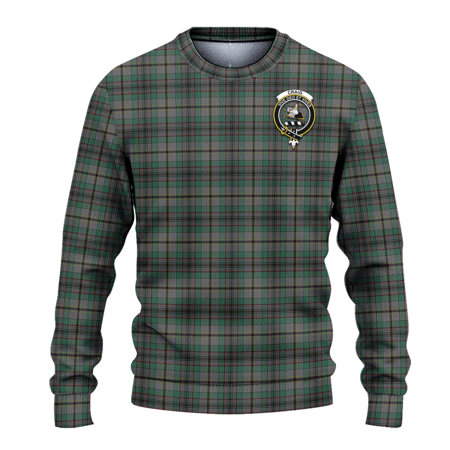 Craig Tartan Knitted Sweater with Family Crest - Tartanvibesclothing