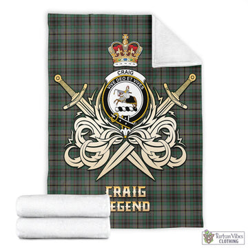 Craig Tartan Blanket with Clan Crest and the Golden Sword of Courageous Legacy