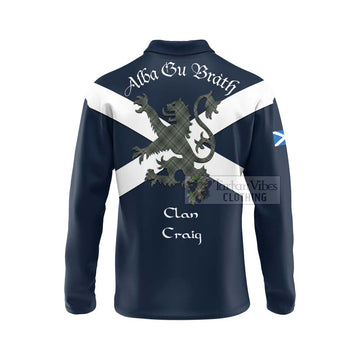 Craig Tartan Lion Rampant Long Sleeve Polo Shirt Proudly Display Your Heritage with Alba Gu Brath and Clan Name