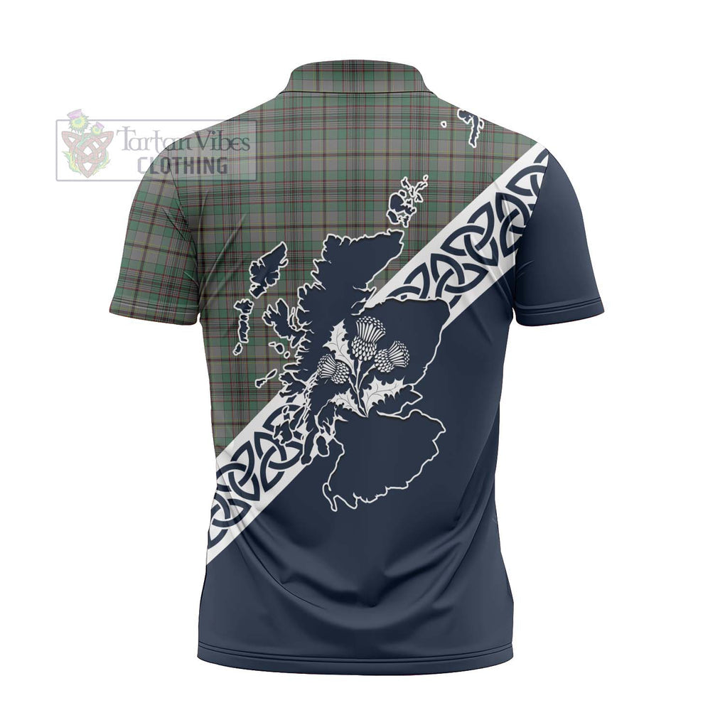 Craig Tartan Zipper Polo Shirt Featuring Thistle and Scotland Map - Tartanvibesclothing Store