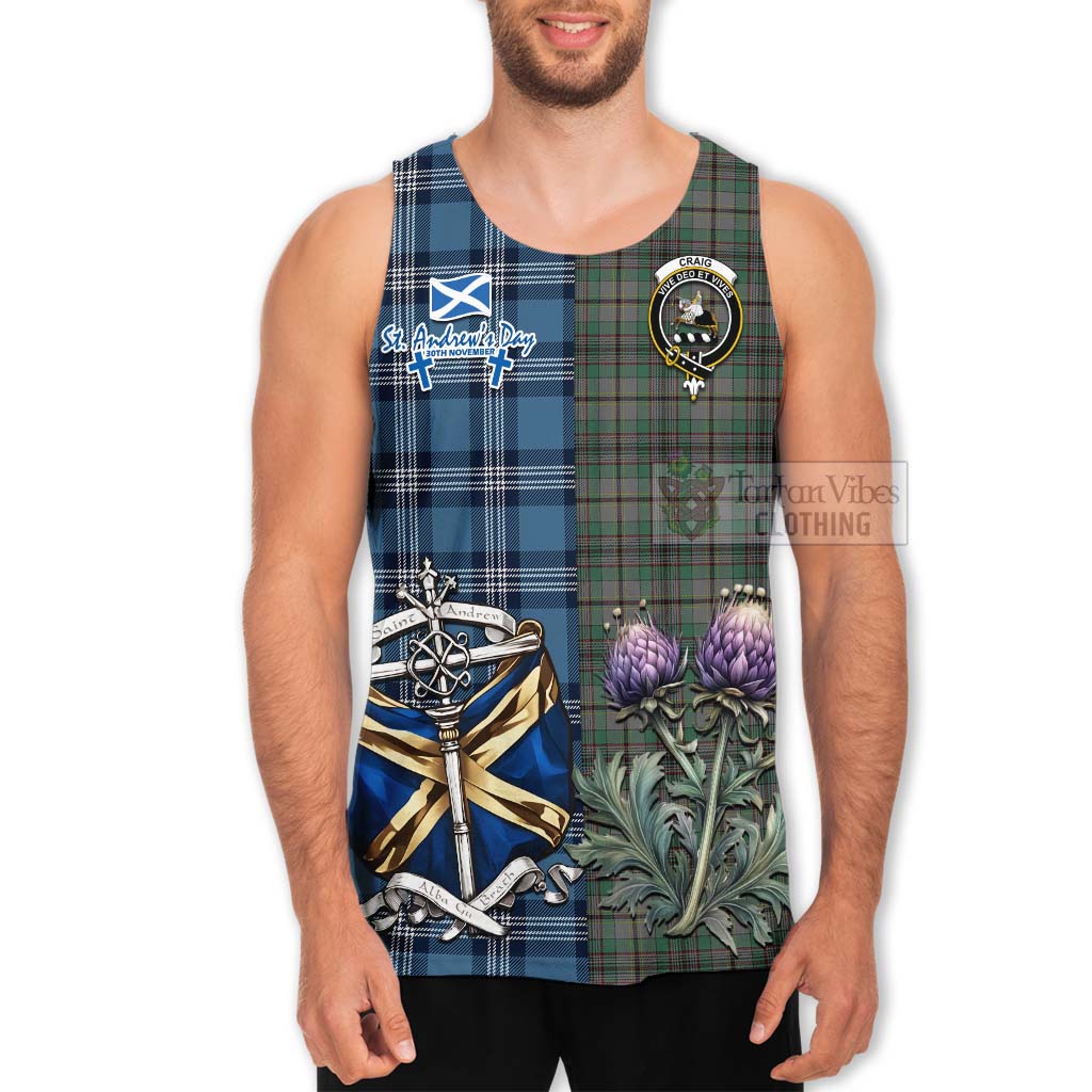 Tartan Vibes Clothing Craig Tartan Men's Tank Top Happy St. Andrew's Day Half Tartan Style