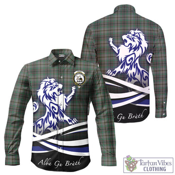Craig Tartan Long Sleeve Button Up Shirt with Alba Gu Brath Regal Lion Emblem