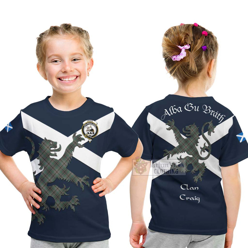 Tartan Vibes Clothing Craig Tartan Lion Rampant Kid T-Shirt – Proudly Display Your Heritage with Alba Gu Brath and Clan Name