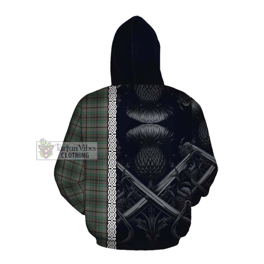 Tartan Vibes Clothing Craig Tartan Cotton Hoodie with Family Crest Cross Sword Thistle Celtic Vibes