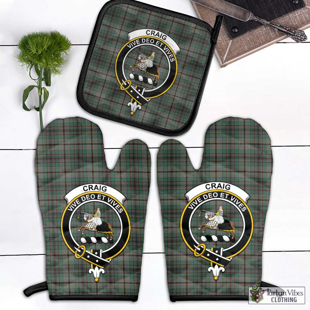 Craig Tartan Combo Oven Mitt & Pot-Holder with Family Crest Combo 1 Oven Mitt & 1 Pot-Holder Black - Tartan Vibes Clothing