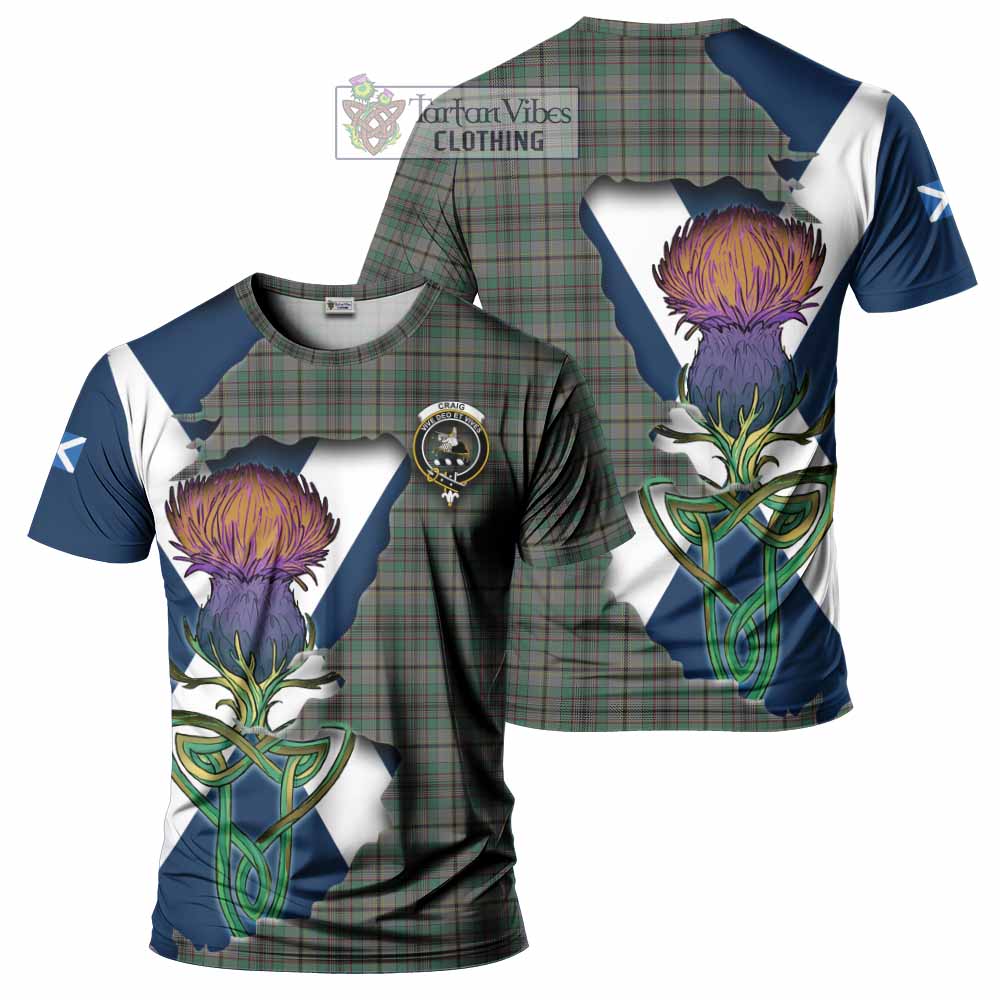 Tartan Vibes Clothing Craig Tartan Family Crest T-Shirt Scottish Thistle Celtic Inspired