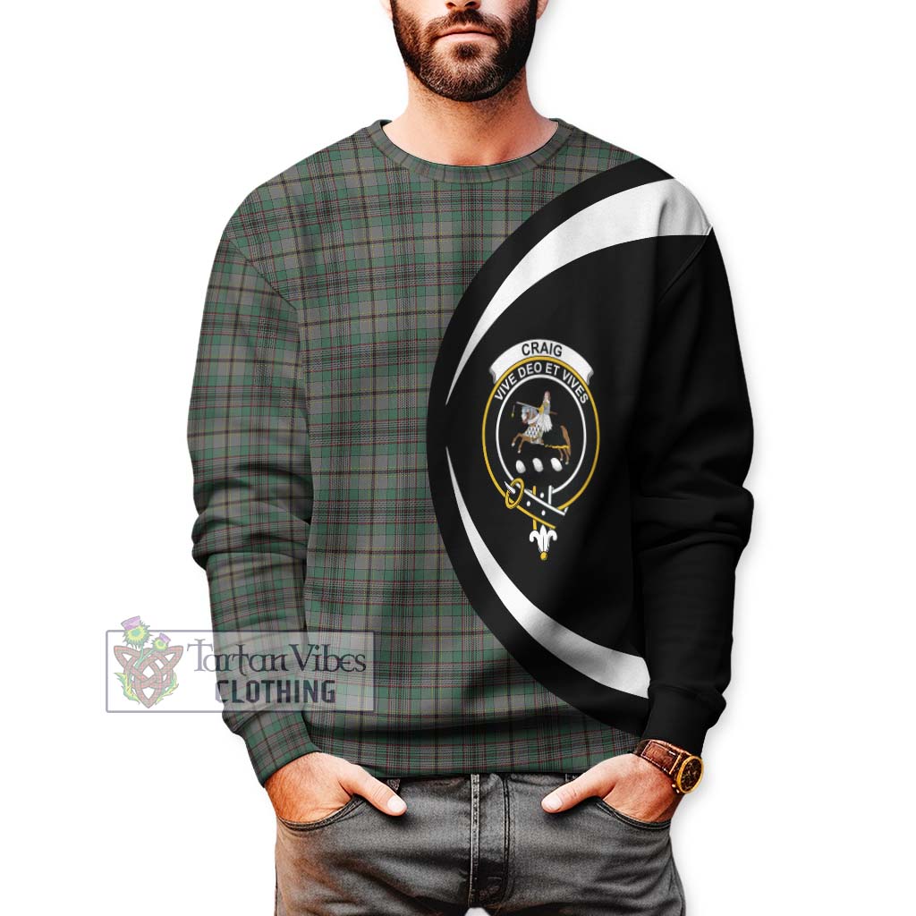 Craig Tartan Sweatshirt with Family Crest Circle Style - Tartan Vibes Clothing
